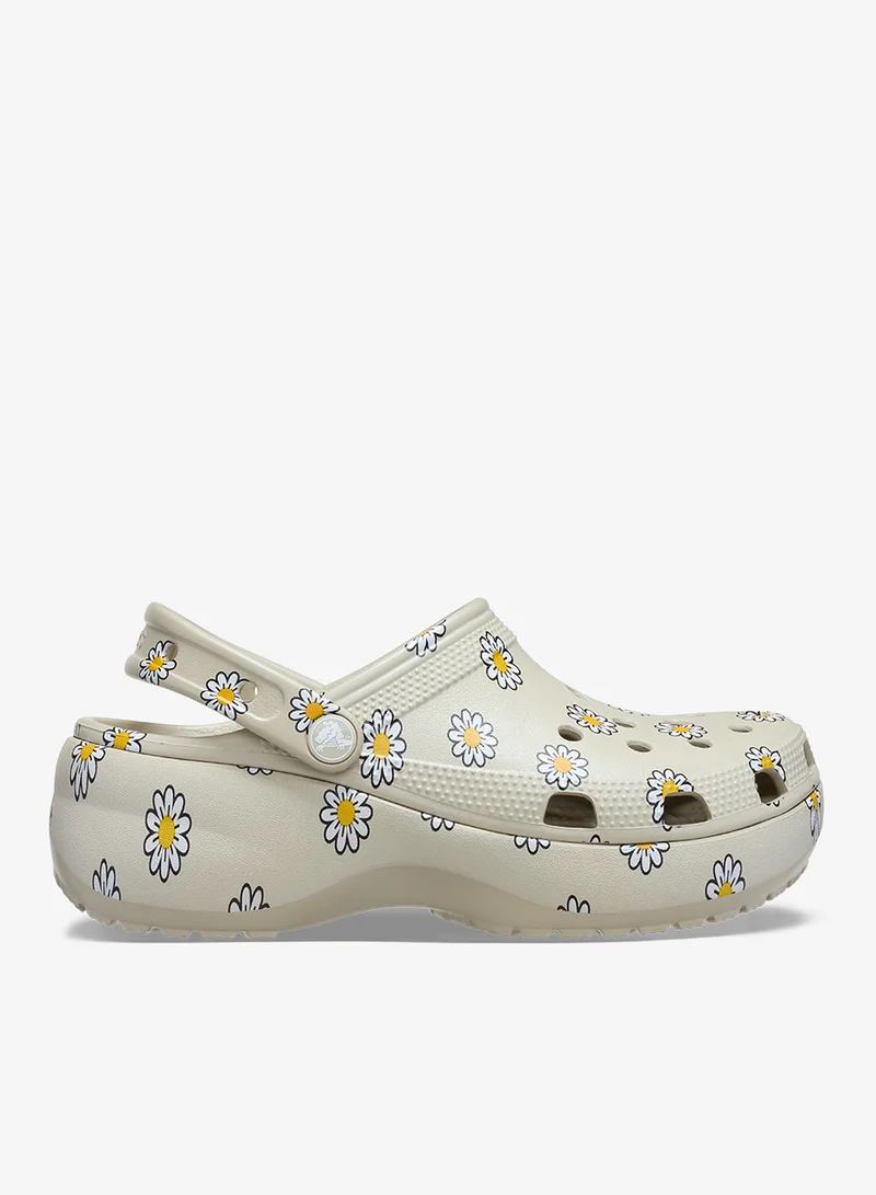 كروكس صنادل كلوج كلاسيكية بنقشة الزهور